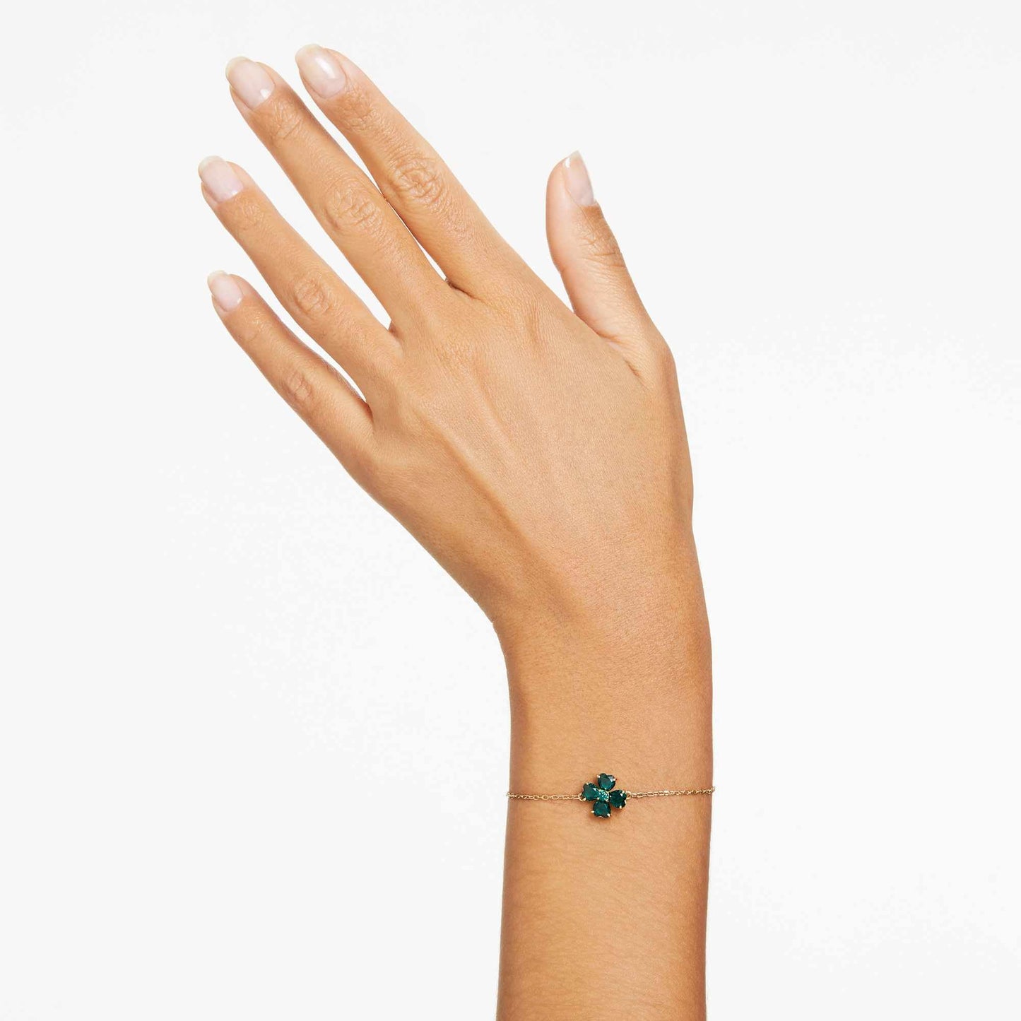 Swarovski Idyllia bracelet, Mixed cuts, Clover, Green, Gold-tone plated