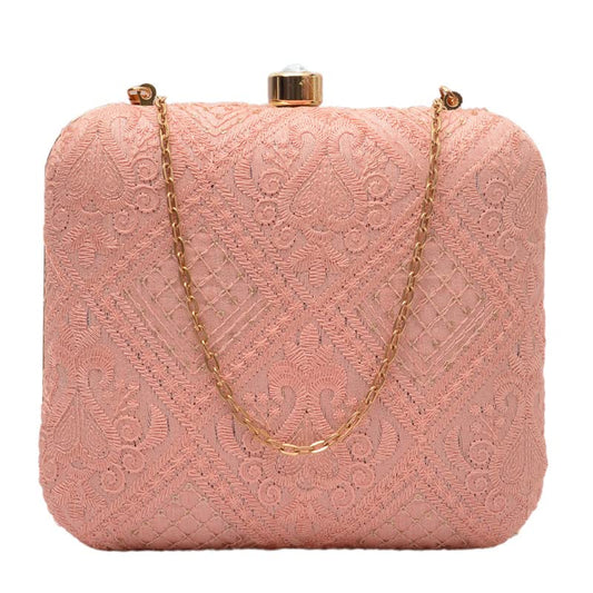 Artklim Baby Pink Square Shaped Clutch