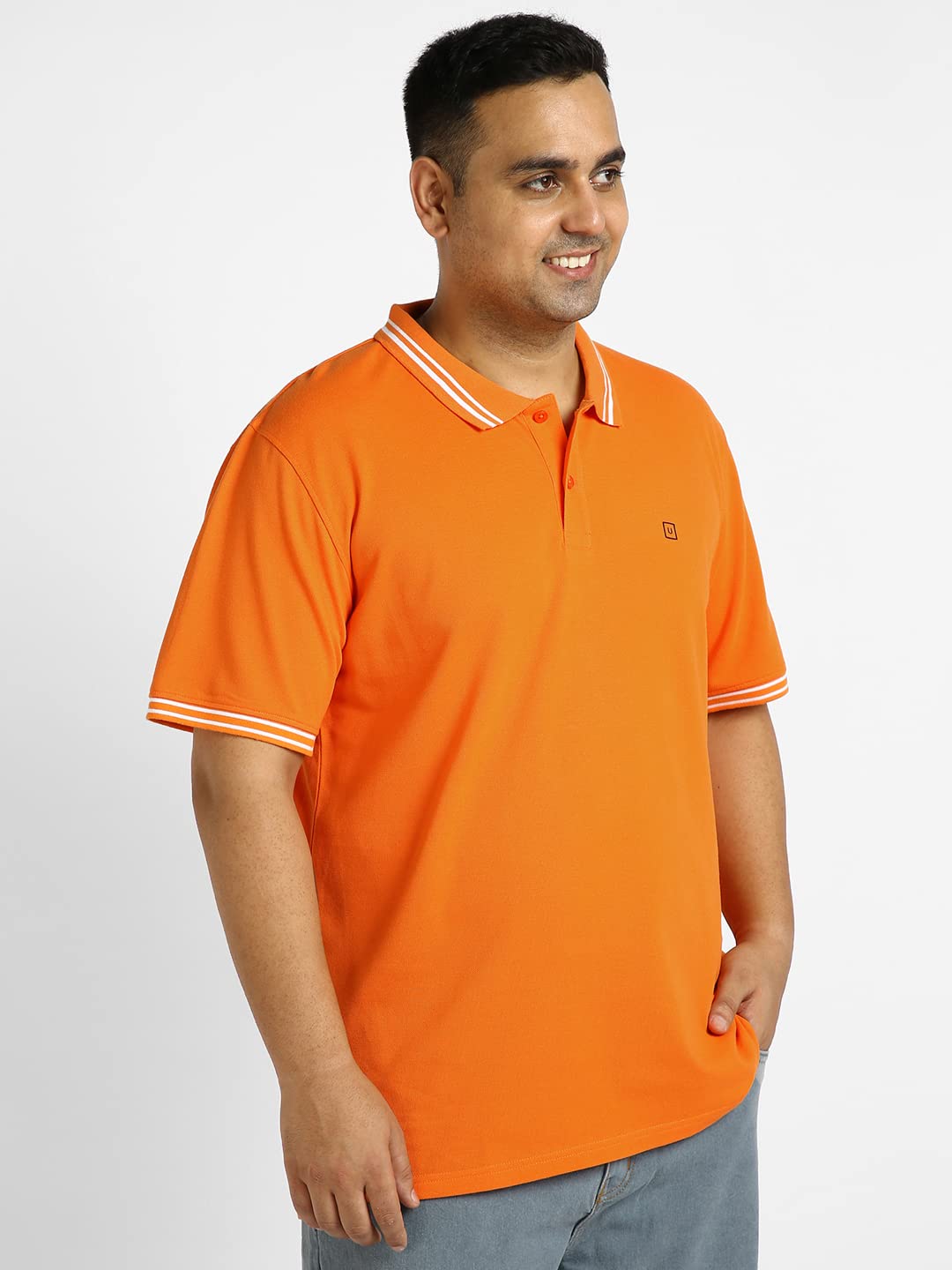 Urbano Plus Men's Orange Solid Regular Fit Half Sleeve Cotton Polo T-Shirt (pluspolosolp-033-orange-3xl)