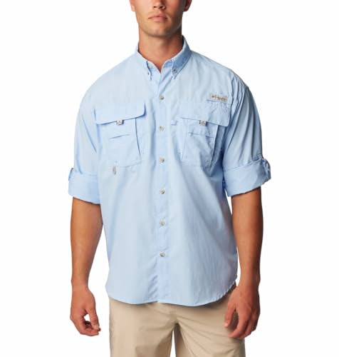 Columbia Men Blue Omni Shade Bahama II Long Sleeve Hiking | Trekking | Camping | Safari Shirt, L