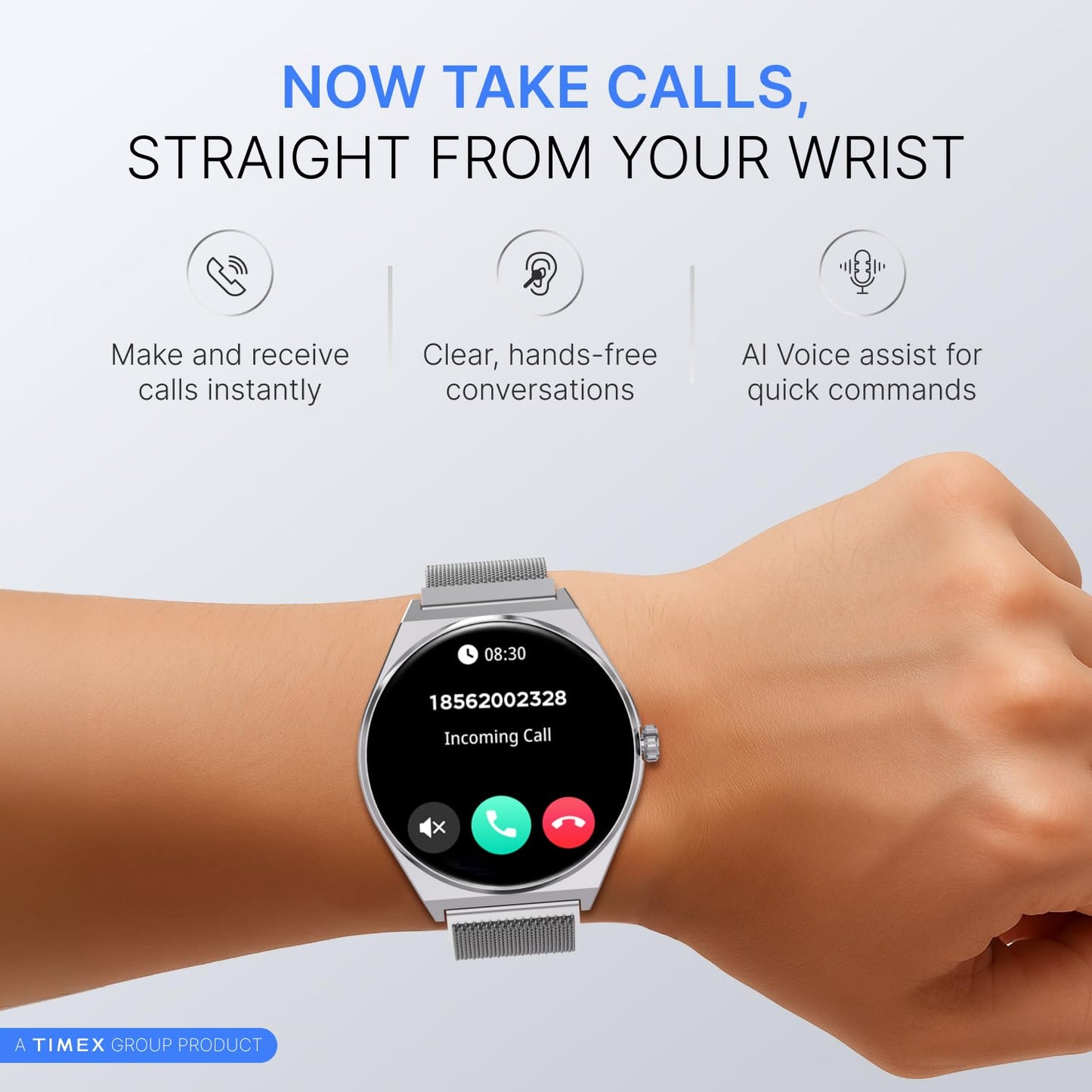 TIMEX Smart Neo 1.43"(3.6cm) AMOLED Display with BT Calling Smartwatch for Unisex - TWTXW1203T