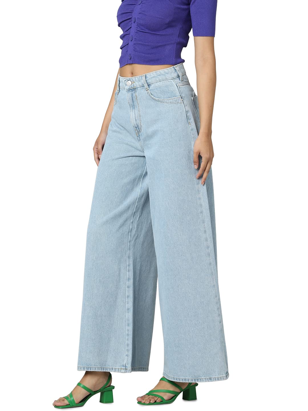 ONLY Wide Leg Jeans(141022701_Light Blue Denim_29/32)