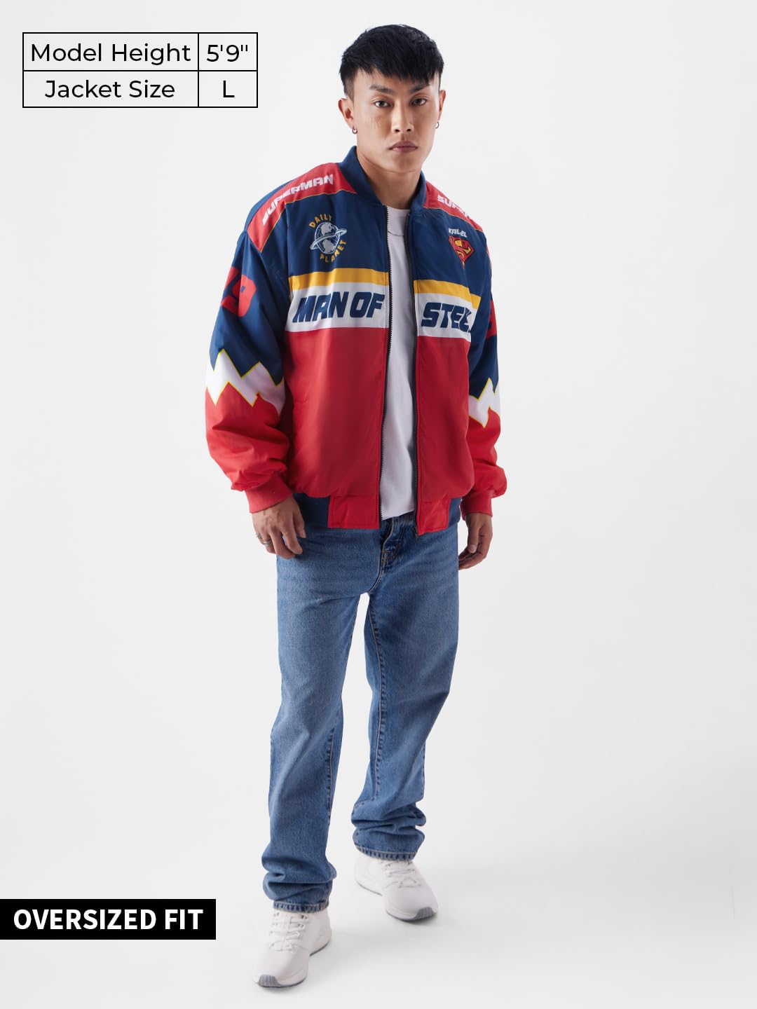 The Souled Store Superman: Kal-El Men Racer Jackets Jackets The Souled Store Superman: Kal-El Men Racer Jackets Jackets