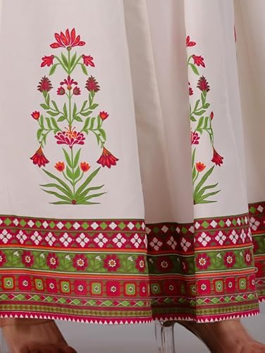 Aramya Soft Cotton Off White Floral Print Festival Wear Skirt for Women (TP4306B-9XL)