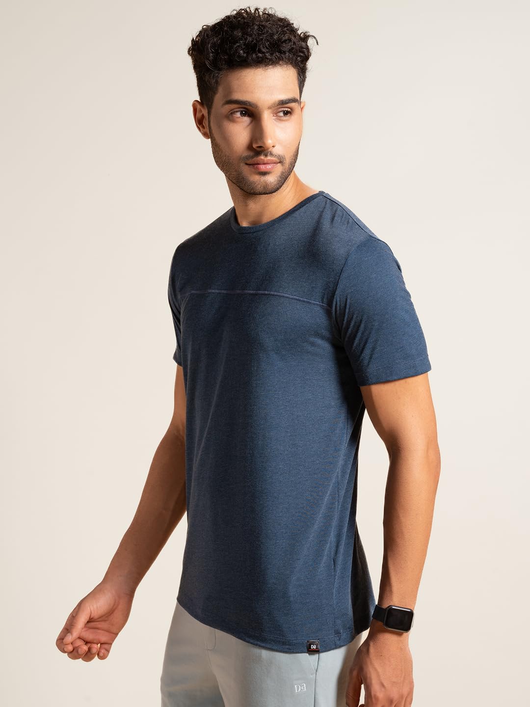 DAMENSCH Regular Fit Cotton Blend Tshirt Half Sleeve Crew Neck Comfortable Casual Lightweight Premium Vortex Elemental Breeeze Tshirts for Men Pack of 1-Teal Haze-L