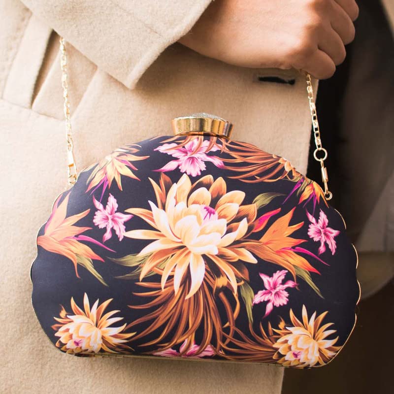 Magnificent Lotus Printed Clutch