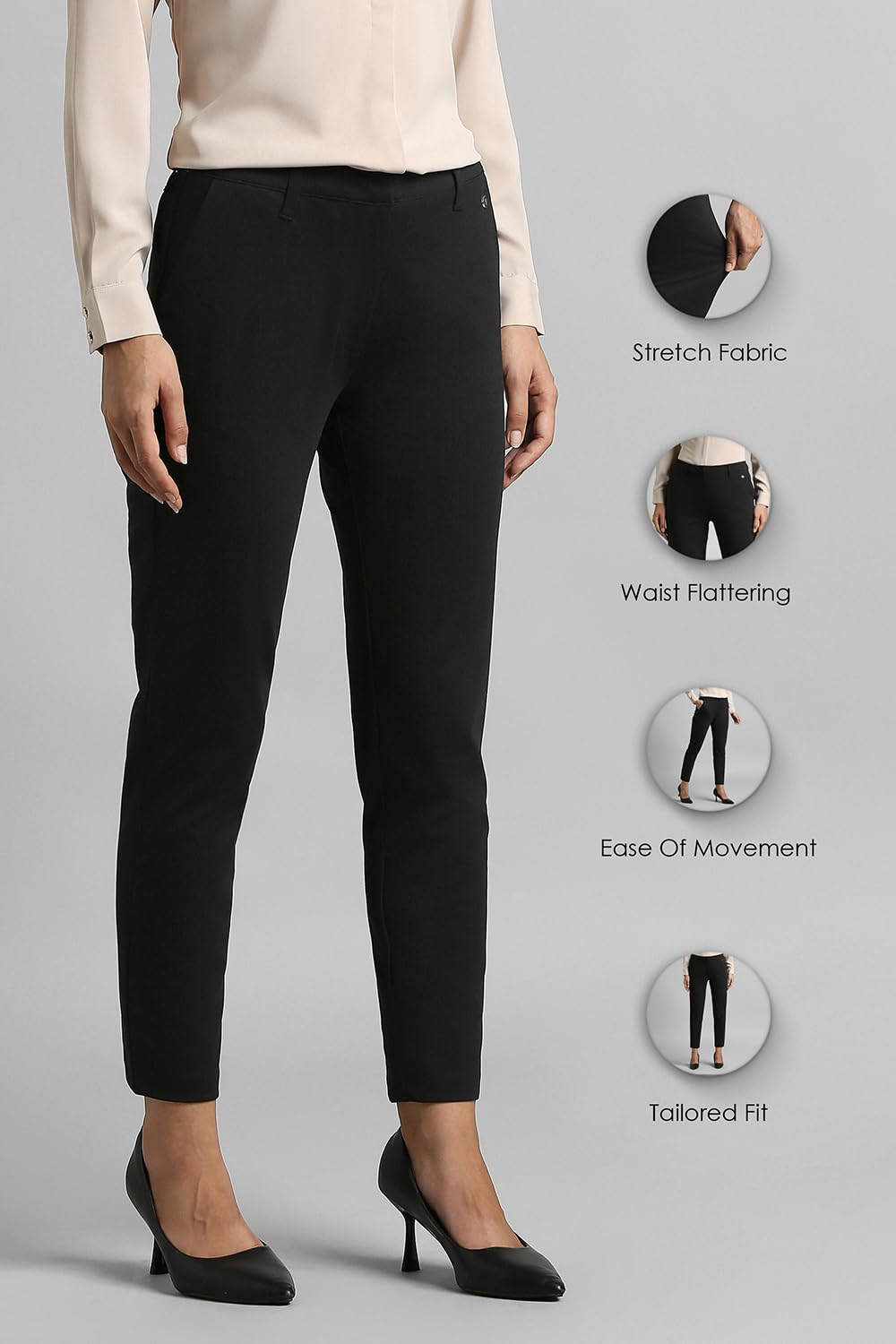 Van Heusen Women's Regular Pants (VWKBCRGFN22457_Black