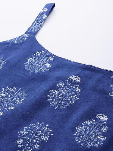Ahalyaa Women's Cotton Regular Tunic Shirt (AHTUCOKHGL-8121-SS-25_Blue