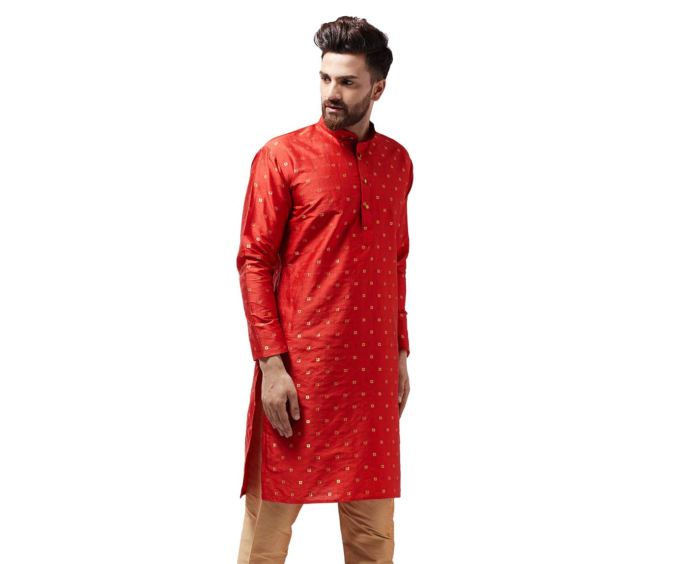 SOJANYA (Since 1958 Men's Silk Blend Maroon Printed ONLY Long Kurta Size: 36