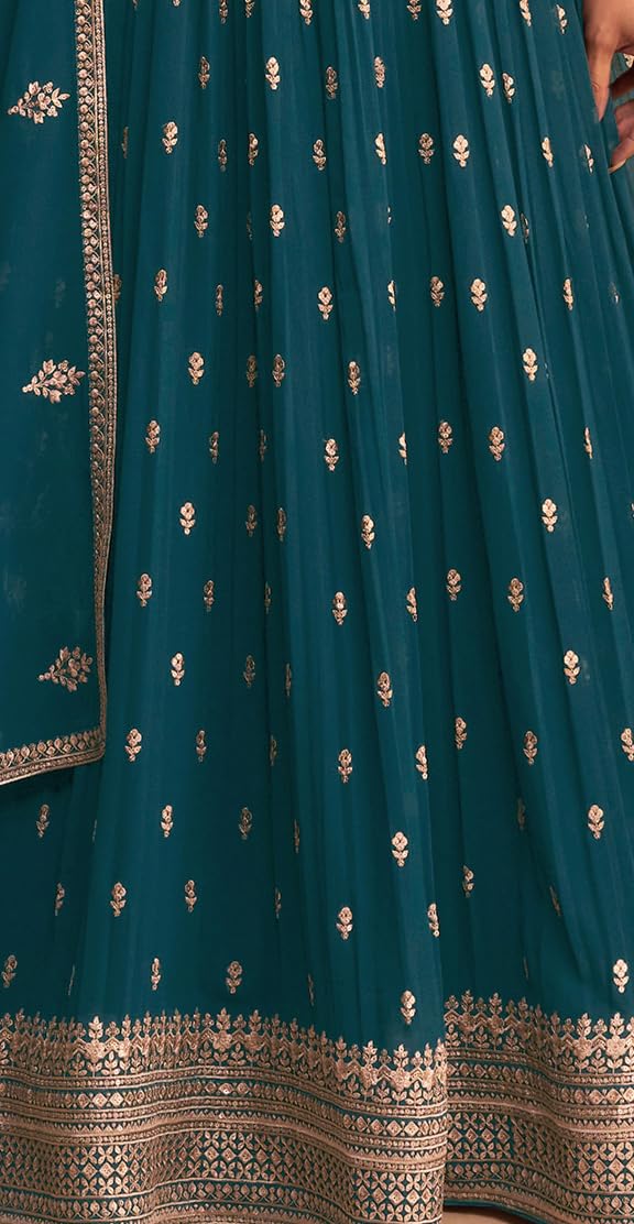 RUDRAPRAYAG Georgette And Santoon Anarkali Gown for Women Wedding | Semi Stitched Maxi Anarkali Gown for Women | Gown in Clothing & Accessories