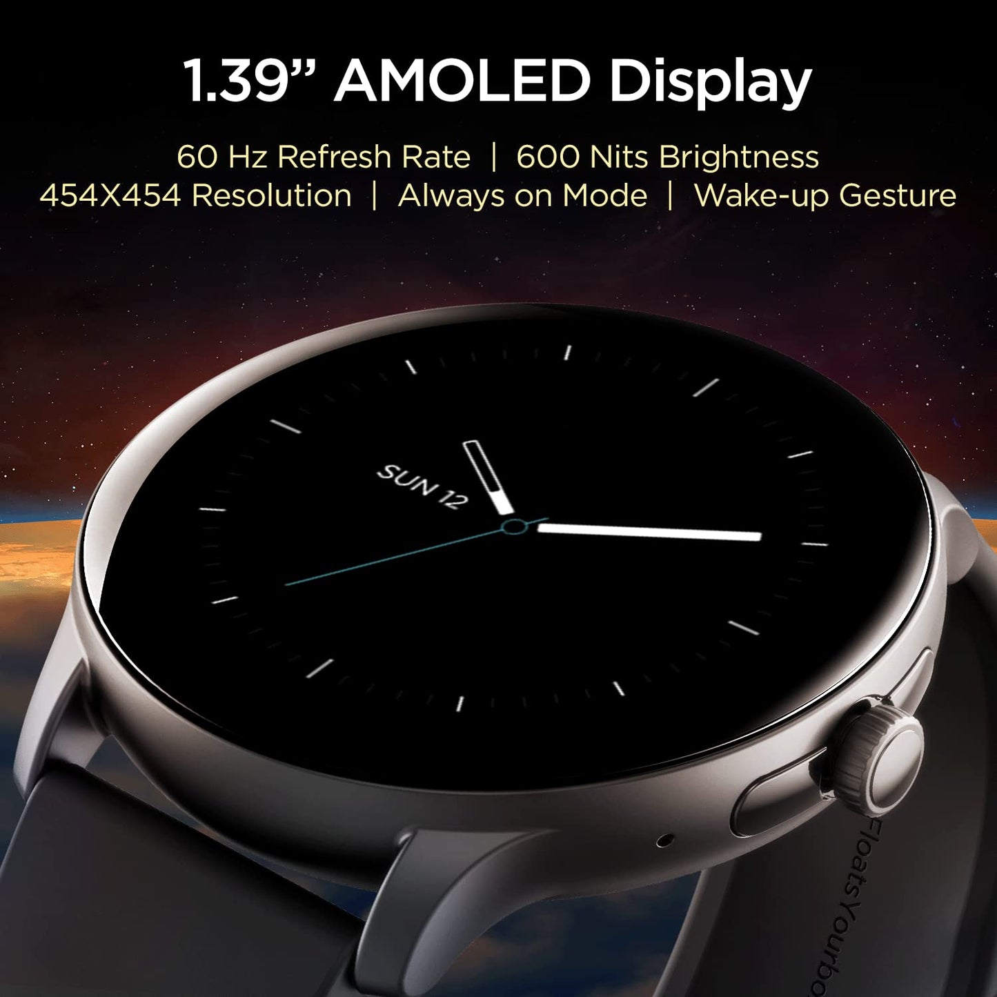 boAt Lunar Call Pro Smart Watch with 1.39 AMOLED Display, BT Calling,DIY Watch Face Studio, Coins, SensAI(Cricket Analysis),Apollo 3 Blue Plus Processor,Ambient Light Sensor(Charcoal Black)