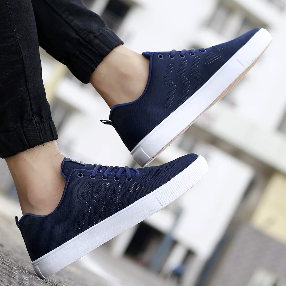Bacca Bucci® Men's Knitted Canvas Venice Comfort/Air Flow Casual/Sneakers Shoes for Men- Blue, Size UK6