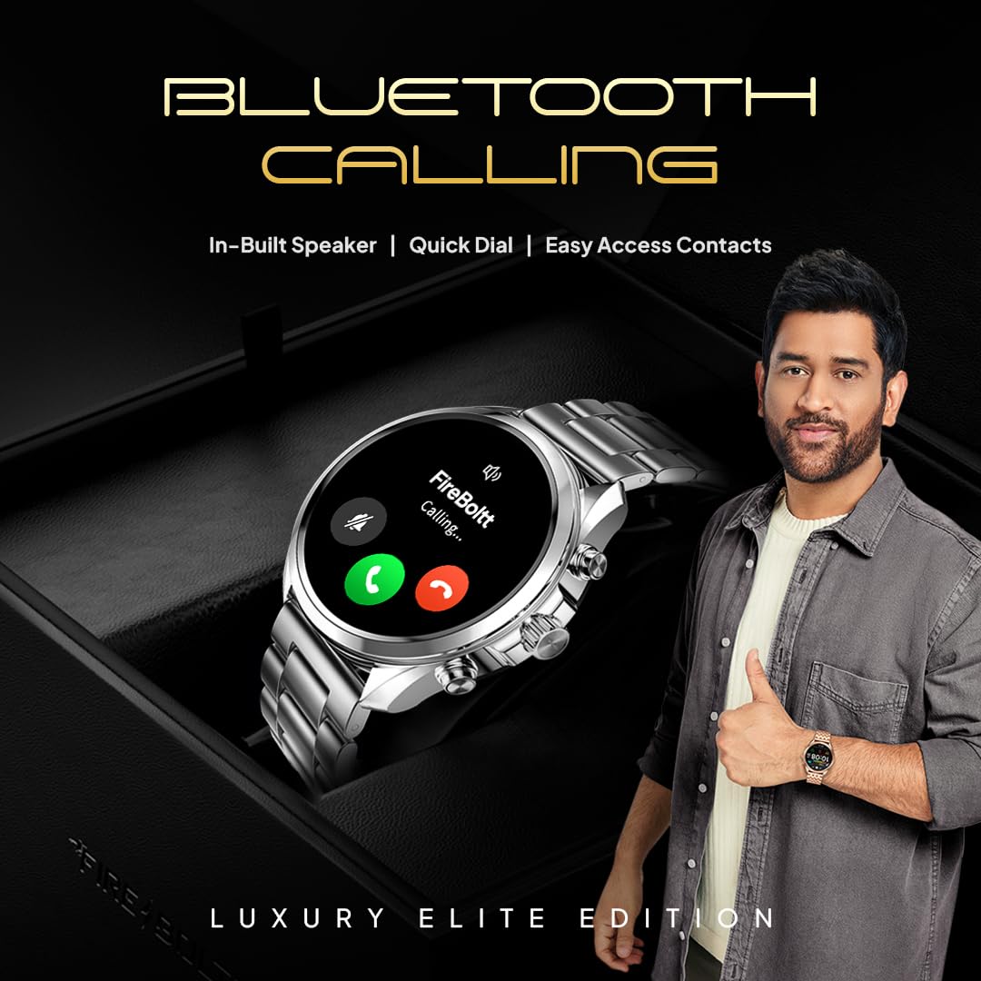 Fire-Boltt Diamond Luxury Stainless Steel Smart Watch with 1.43” AMOLED Screen, 466 * 466 px Resolution, 750 NITS Brightness, Bluetooth Calling, 300 Sports Mode, IP67 Rating