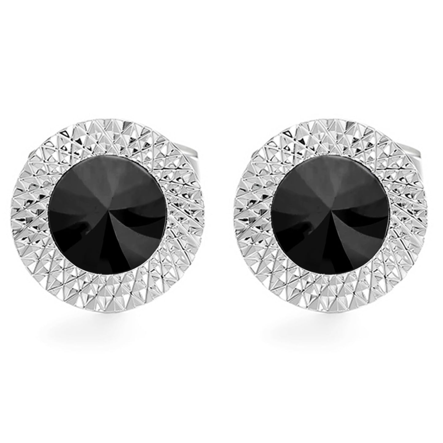 Peora Black Two Tone Cufflinks Set Stylish Wedding Business Accessories for Men & Boys - Valentines Gift for Him