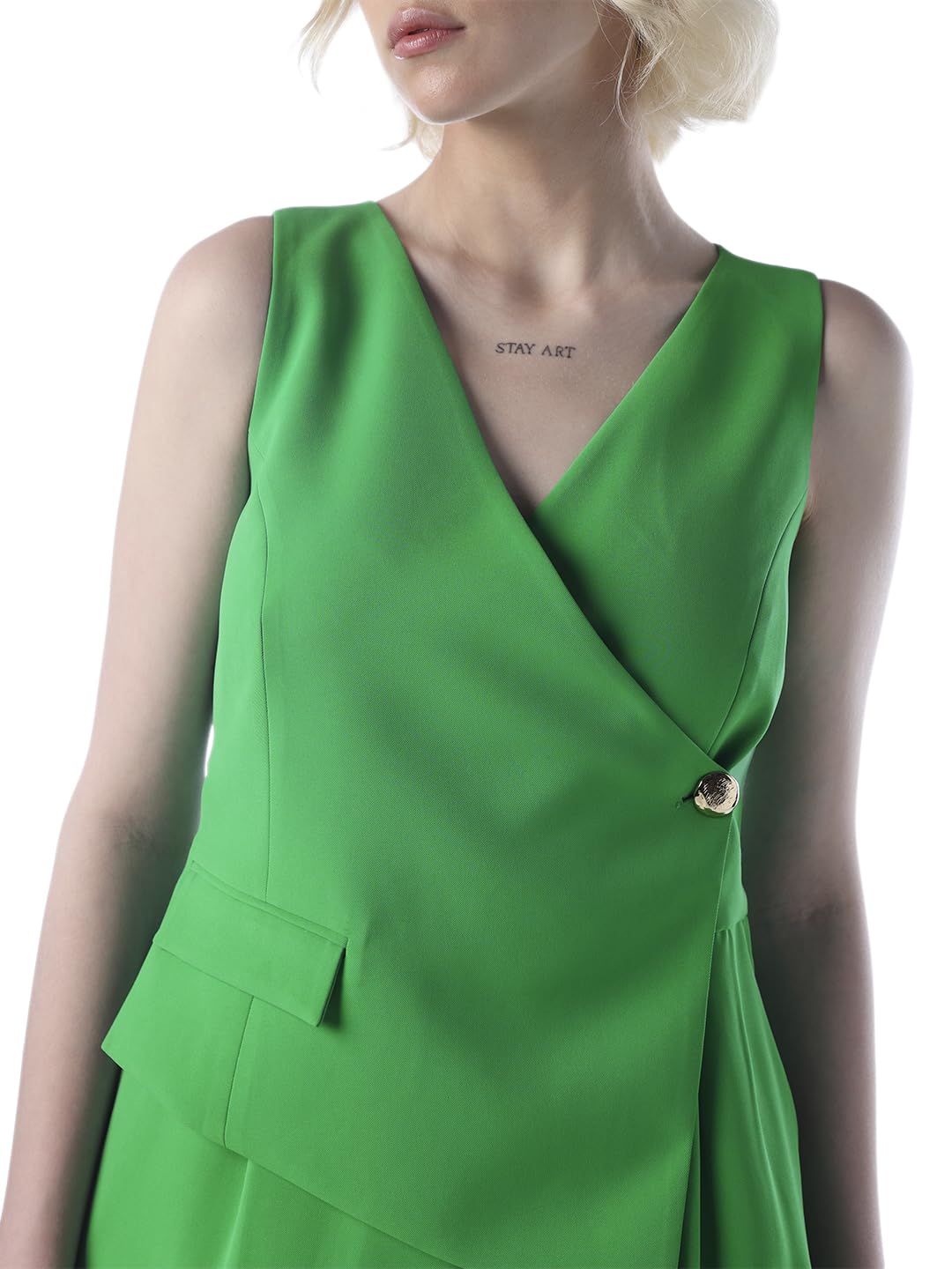 ONLY Women's Solid Regular Fit Green Jumpsuit