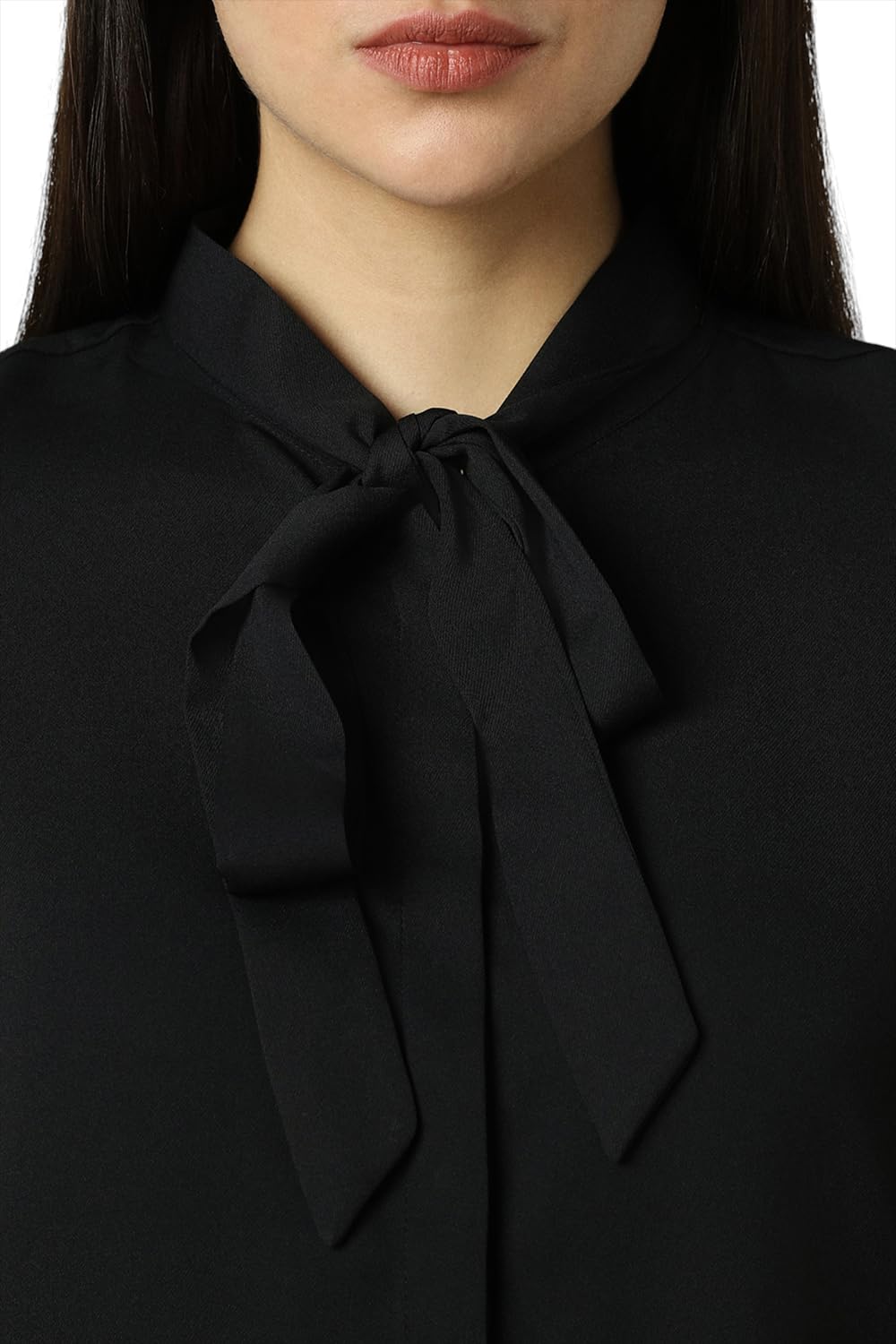 Van Heusen Women's Polyester Regular Fit Shirt (VWSFFRGFV85167_Black, Large