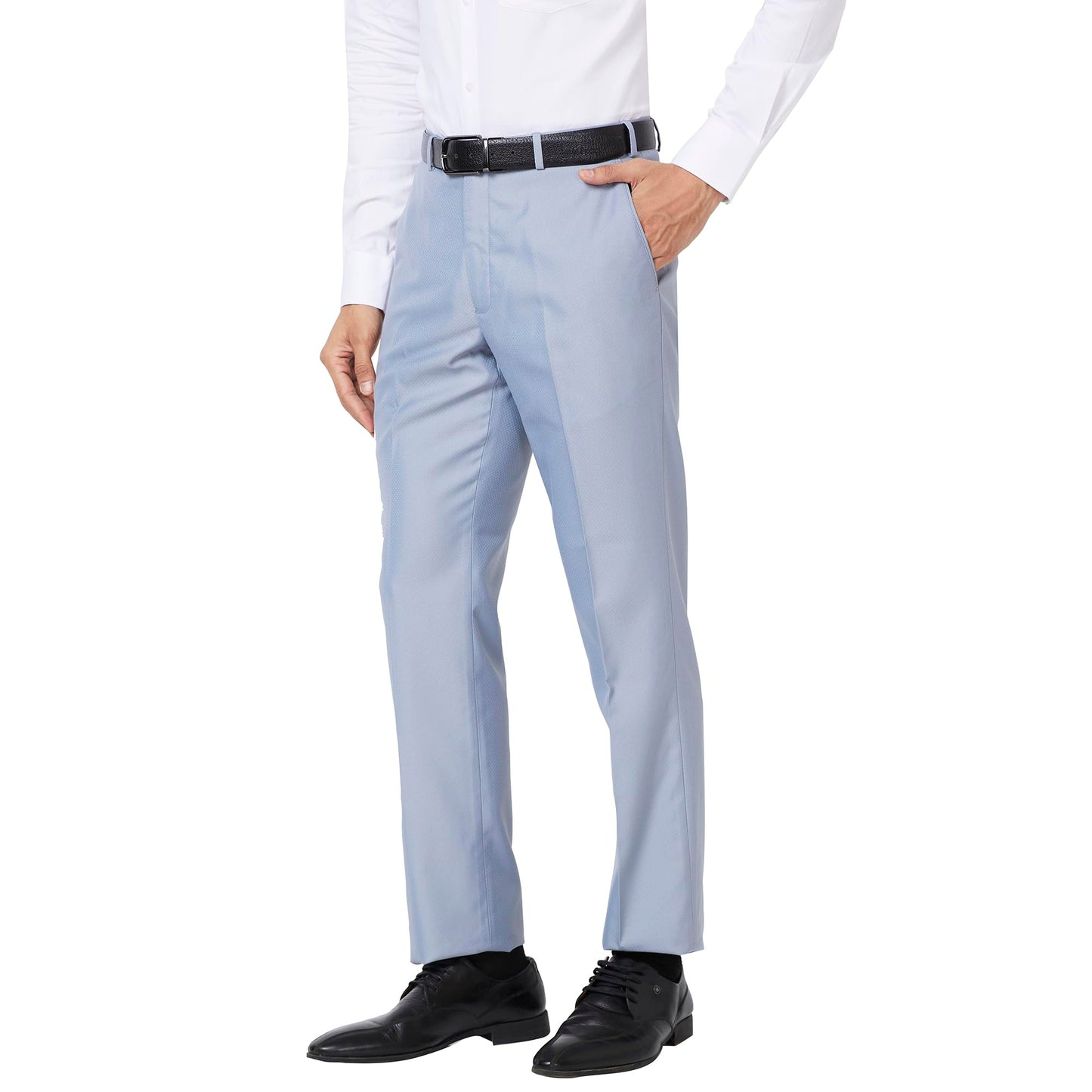 PARK AVENUE Men's Smart FIT PLEATLESS Medium Blue Formal Trouser