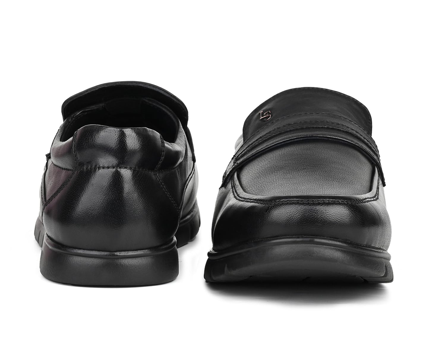 LOUIS STITCH Jet Black Leather Shoes for Men | Lightweight Men’s Formal Shoes | Comfortable Slip-On Moccasins | LSLXMCPL | UK-8