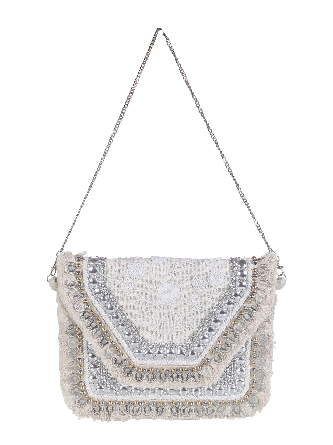 SWISNI White white banjara boho bag II Women's Traditional Designer Clutch For Women & Girls II Banjara Boho bag