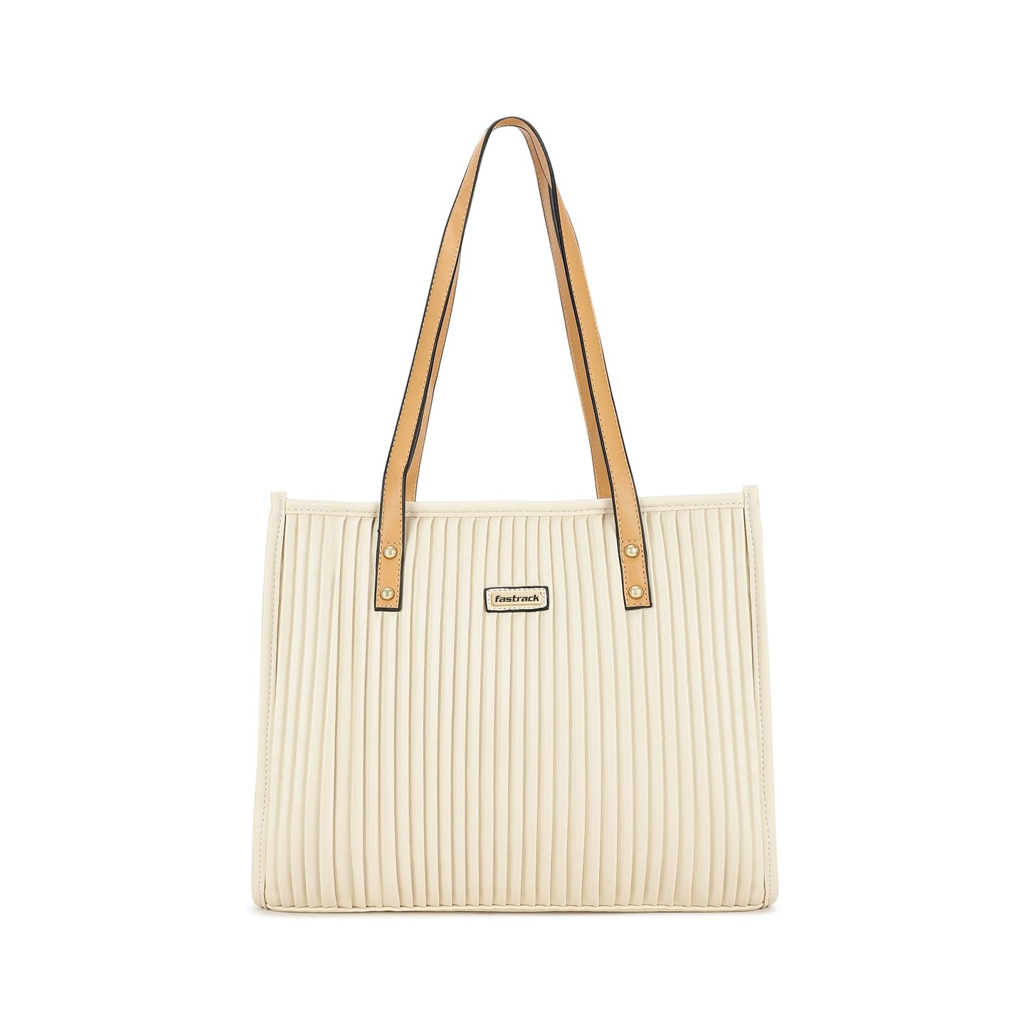 Fastrack Dorsa Tote Bag with Long Shoulder Straps and Top Zip Closure | Fits Upto 13" Laptop Bags | Stylish Vertical Stripe Tote for Everyday Use