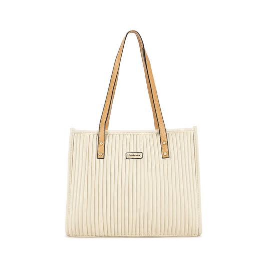 Fastrack Dorsa Tote Bag with Long Shoulder Straps and Top Zip Closure | Fits Upto 13" Laptop Bags | Stylish Vertical Stripe Tote for Everyday Use