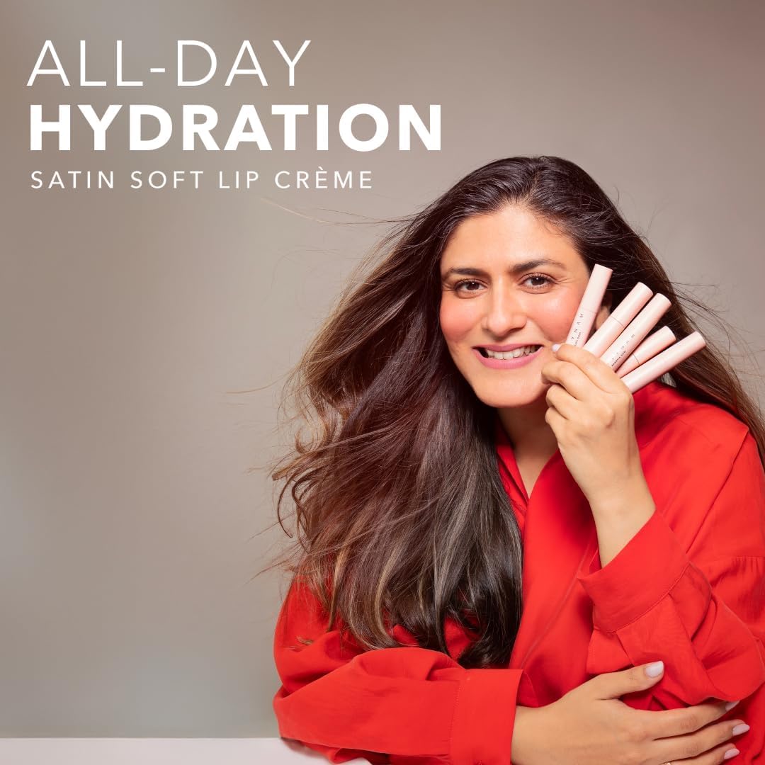 SIMPLYNAM Satin Soft Lip Crème – Perfect Nude | 1 Swipe Full Coverage | Hydrating, Creamy Matte Finish | 16 Hour Stay | Transfer-Proof & Smudge-Proof | Infused with Peptides & Squalane | Vegan (Reina, 5 ML)