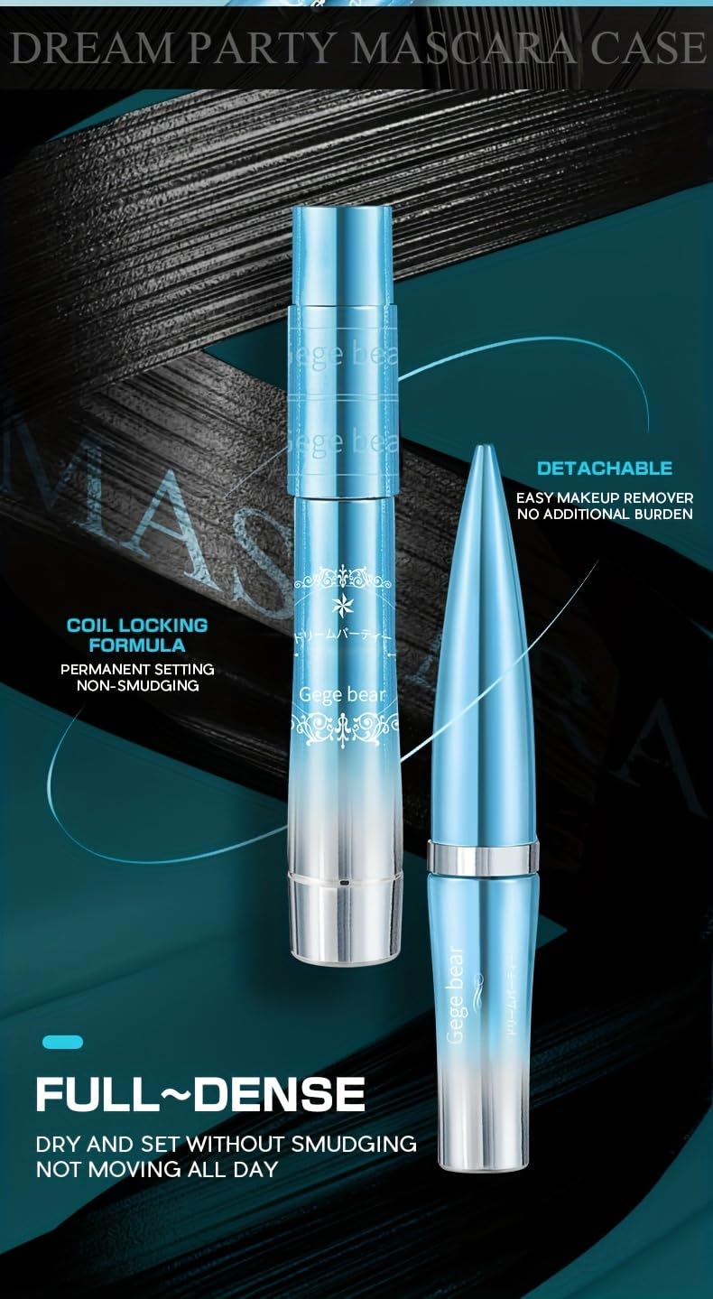 Gege Bear Dream Party Curling Mascara with Lash Fibers: Three-Step Formula for Fuller, Longer, and Curled Lashes