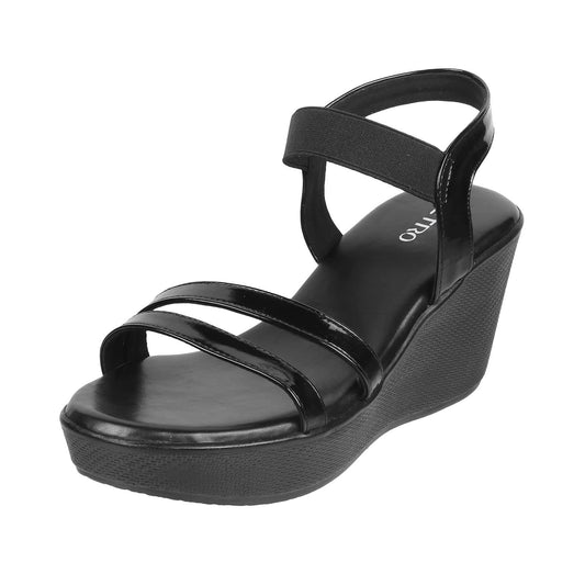 Metro Women Black Wedge Heel Sandal UK/5 EU/38 (34-120)