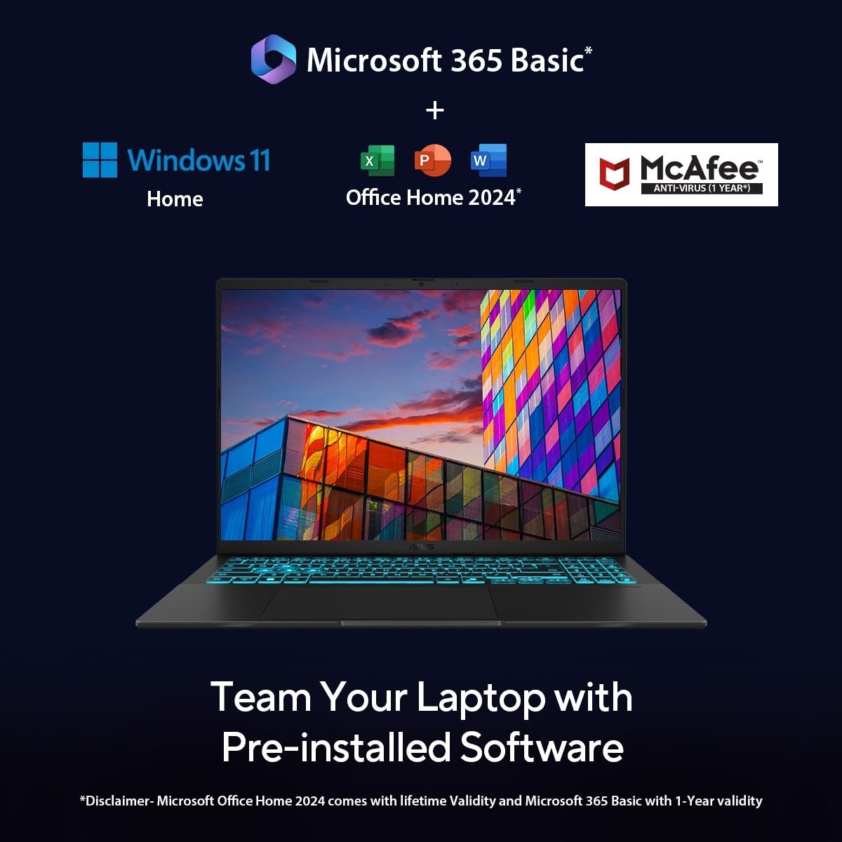 ASUS Gaming V16 (2025), Intel Core 5 210H (14th Gen), RTX 3050-6GB, 16GB RAM, 512GB SSD, FHD+, 16", 40 cm, Windows 11, M365 Basic(1yr)* Office24, Matte Black, 1.95 Kg, V3607VJ-RP134WS, Gaming Laptop