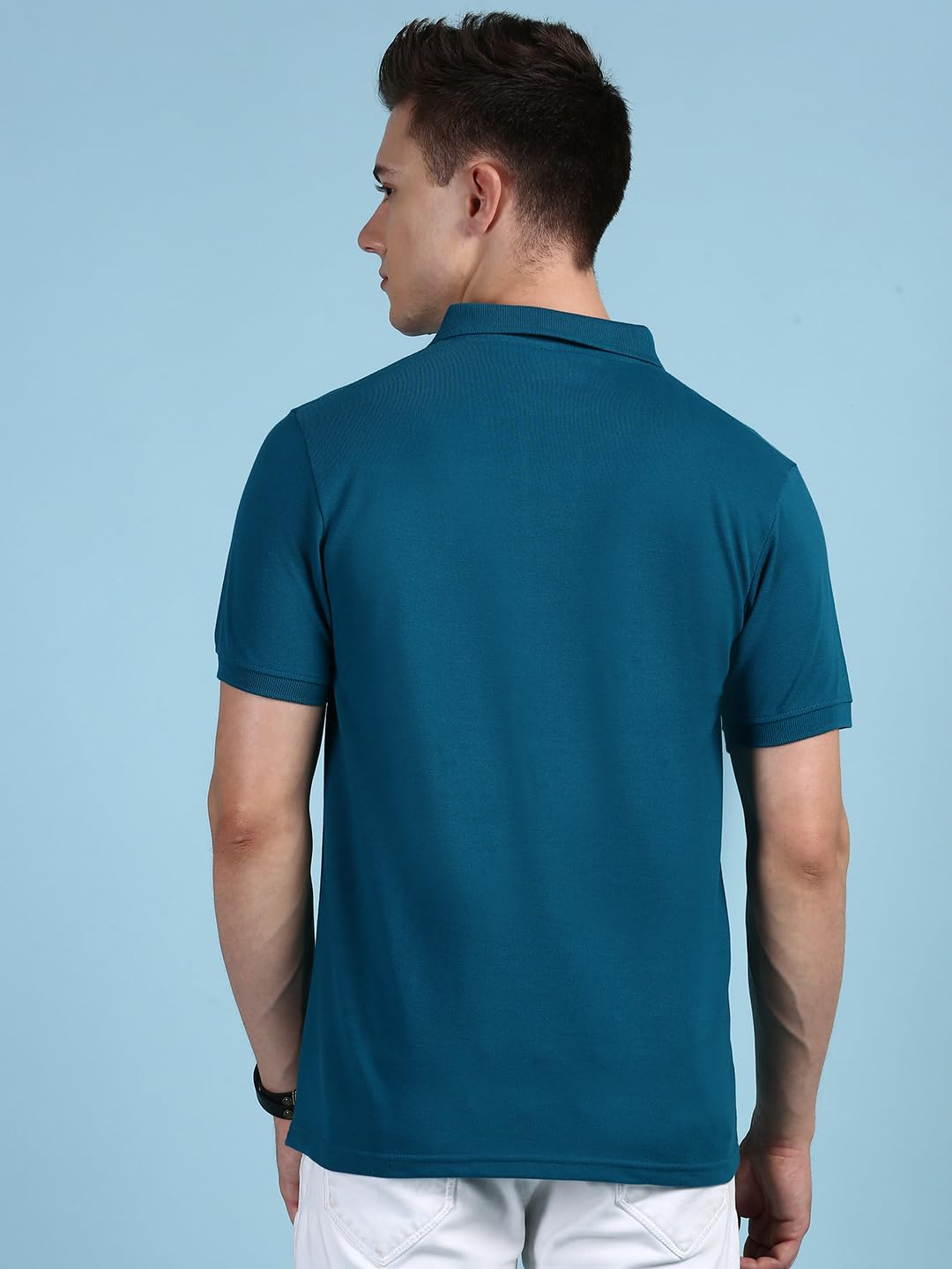 Lux Cozi Men's Half Sleeve Soild Casual T-Shirt with Chest Pocket_COZI_2122_EMRAD_XL_1PC Emerald