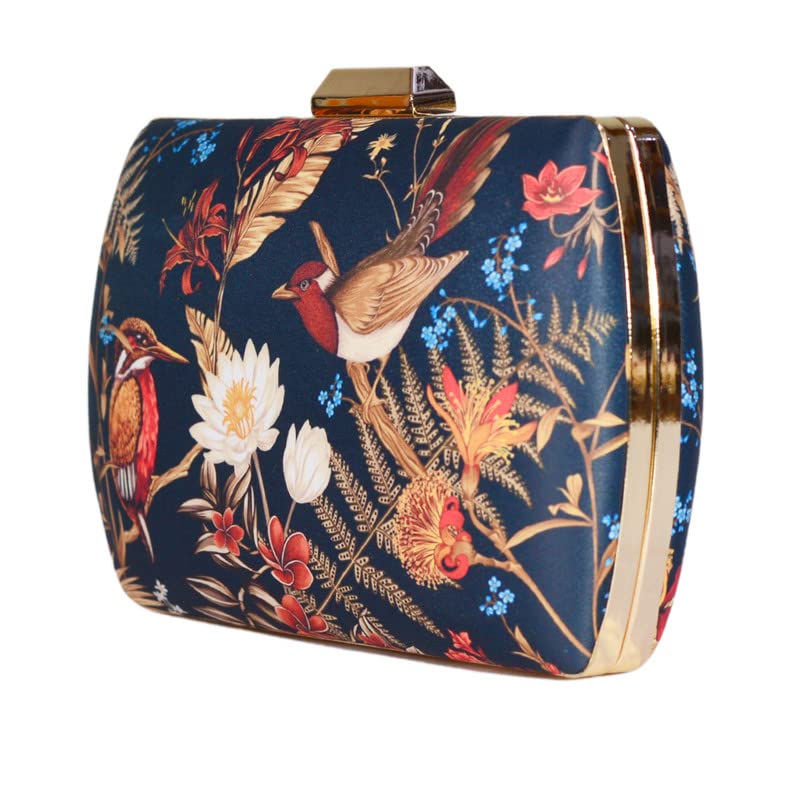 Artklim Printed Black Birds Clutch Bag