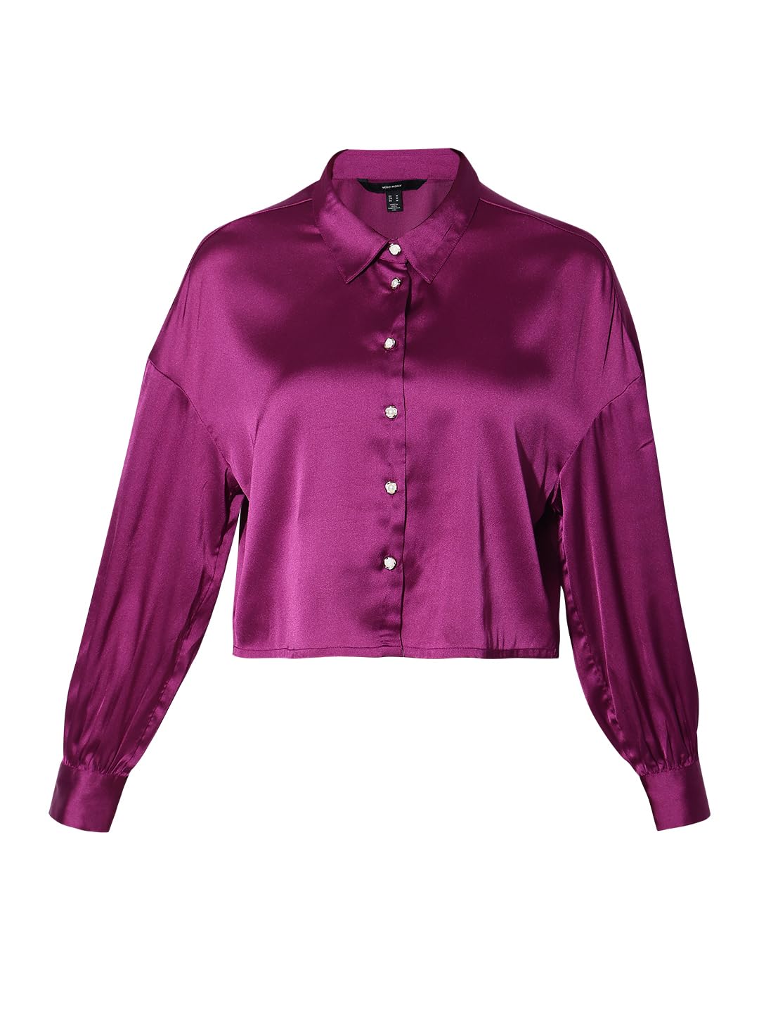 VERO MODA Purple Satin Cropped Shirt