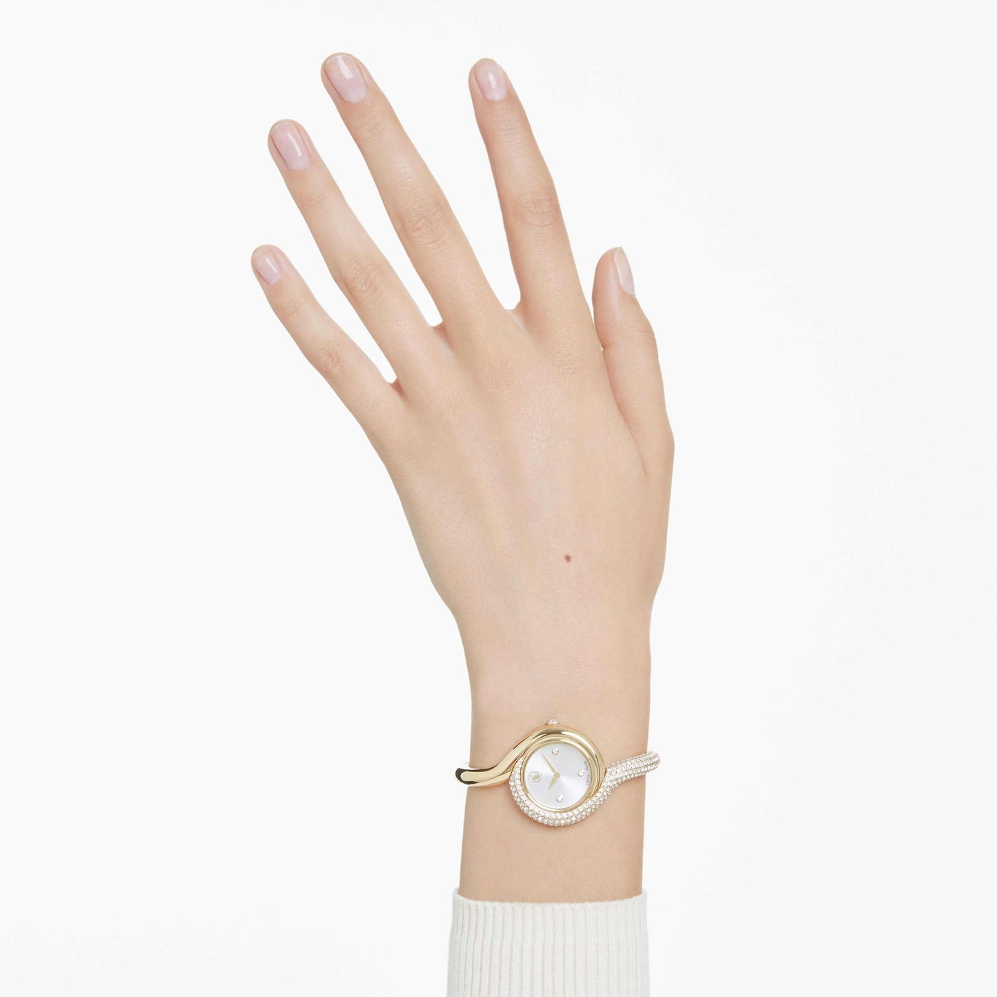 Swarovski Women's Dextera Asymmetric Watch, Swiss Automatic, Gold Tone Metal Bracelet, 29mm Case, Gold Dial, Sapphire Crystal, Foldover Clasp