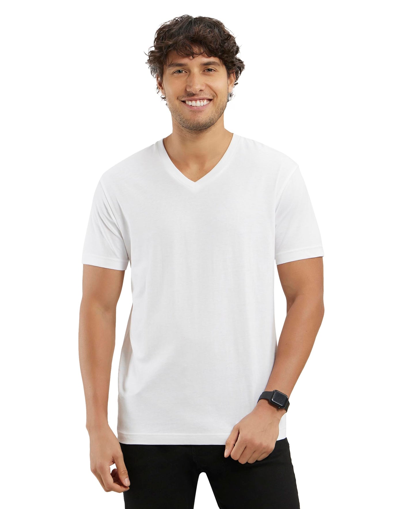 Jockey Men's Regular Fit V Neck Half Sleeved T-Shirt 2726_White_L