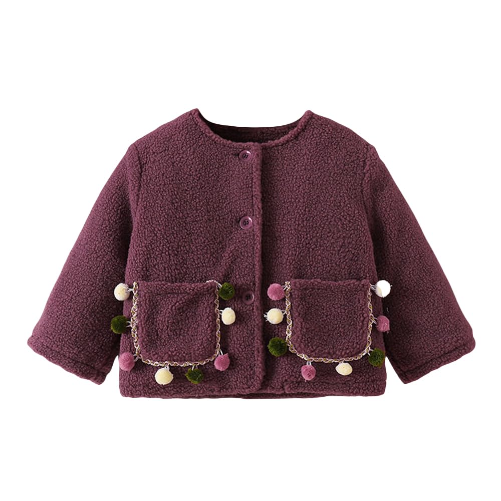 Hopscotch Girls Polyester Waist Length Jackets in Purple Color For Ages 5.5-6 Years