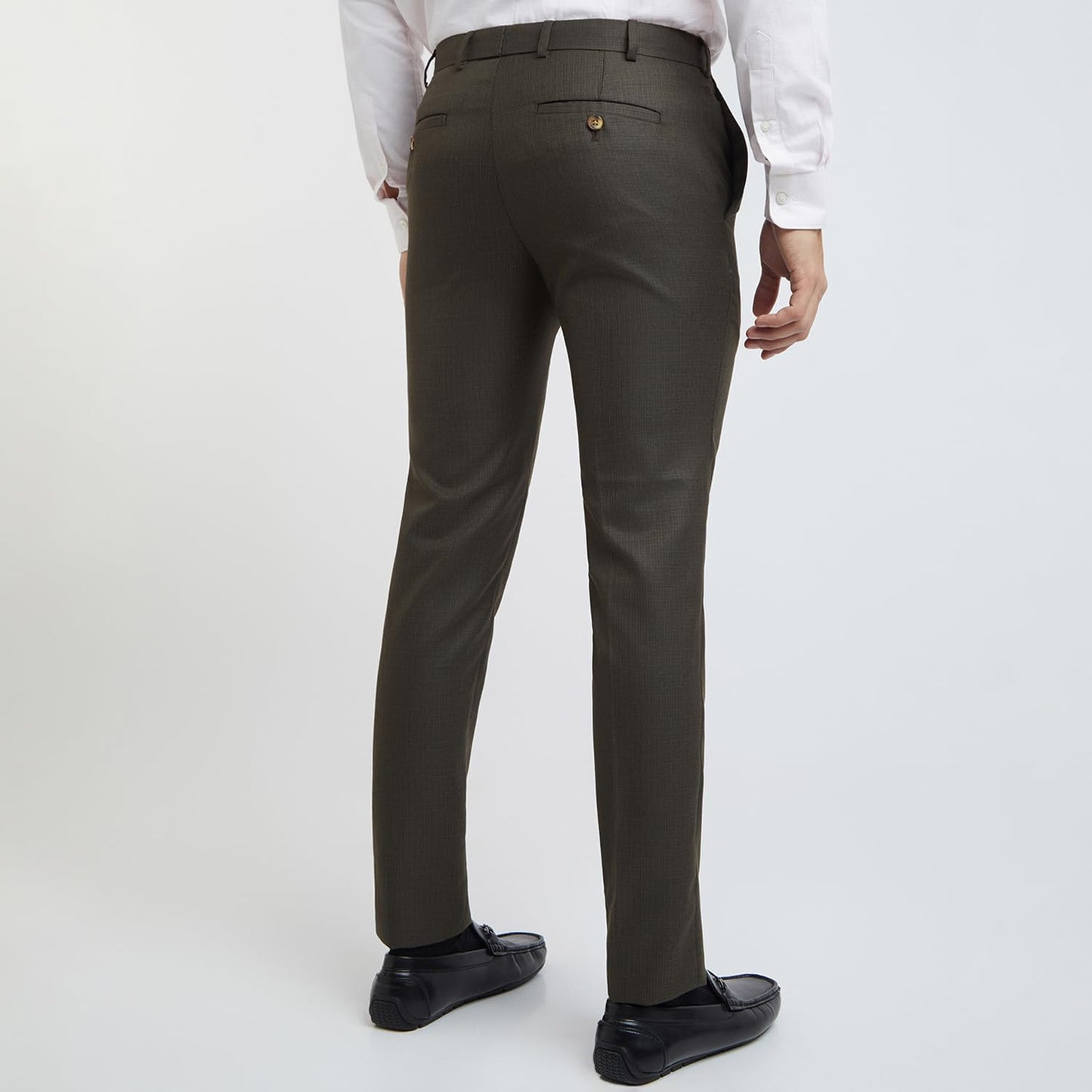 Raymond Men's Slim Fit Structure Pattern Poly Viscose Blend Flat Front Formal Trouser (Size: 32)-RMTS05509-O7 Dark Brown, Mid Rise