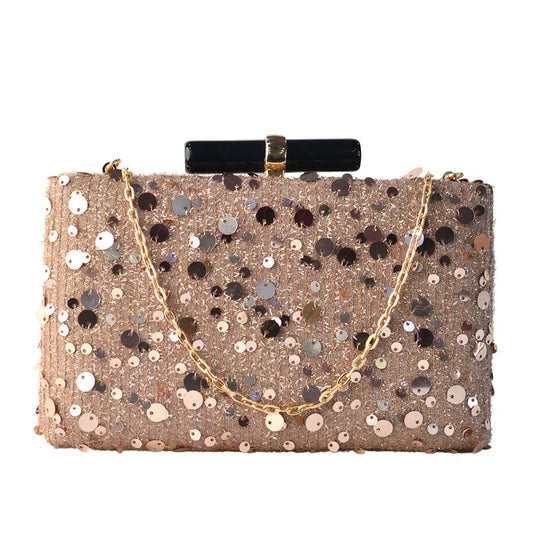 Artklim Beige With A Dazzle Of Sequin Clutch