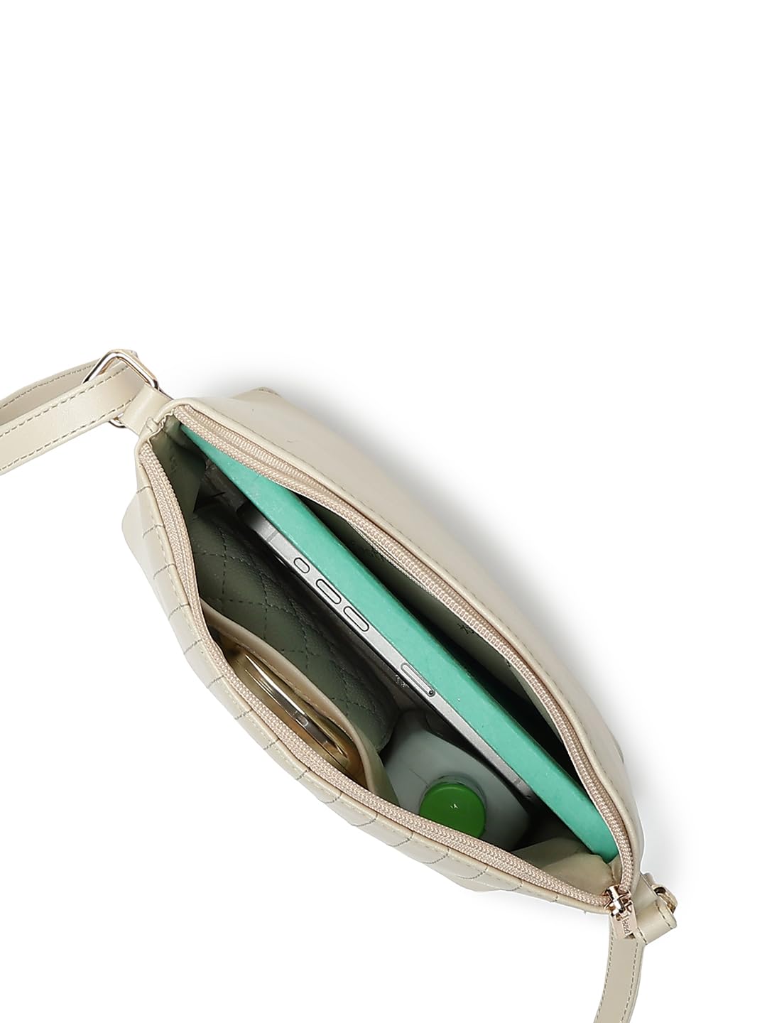 Fastrack Sling | White Faux-Leather Women’s Handbag | Adjustable Strap with Zipper Closure, Spacious Compartment & Stitch Detailing for Everyday Carry