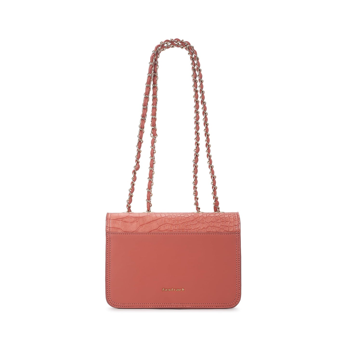 Fastrack Casual Sling Bag with Lock Closure for Girls, Medium Size with Internal Organiser and Metal Chain Strap, Made with Premium Faux Leather