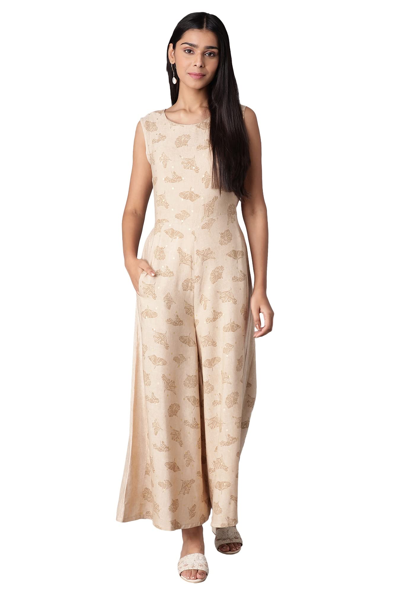 W for Woman Almond Beige Printed Jumpsuit_22FEW17275-116737_XL