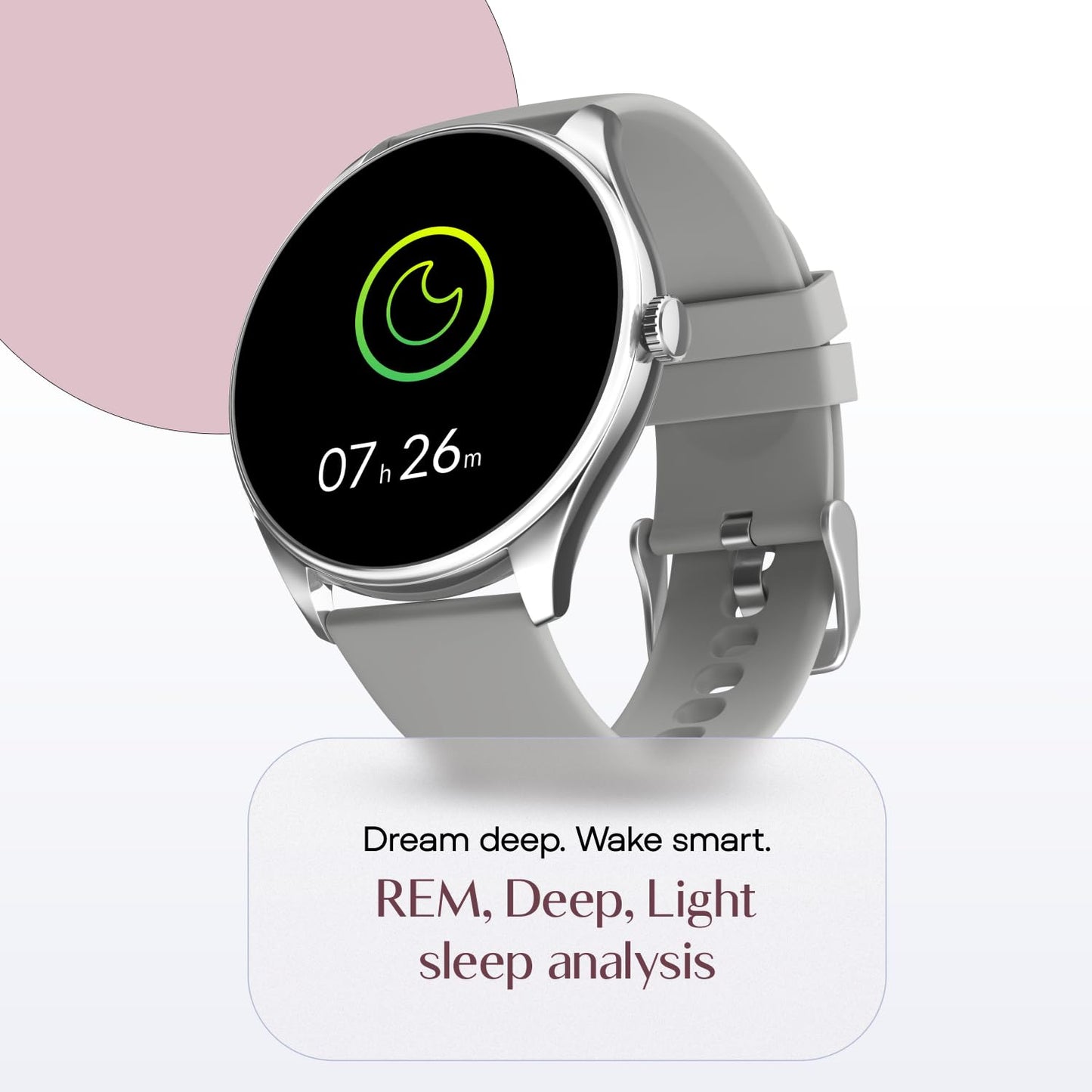 Noise Twist 2 Smart Watch with 1.43” AMOLED Screen, AI Search & Voice Assistant, Bluetooth Calling, Stainless Steel Back, 7-Day Battery, 100+ Watch Faces, Health Suite, IP68 (Cloud Grey)