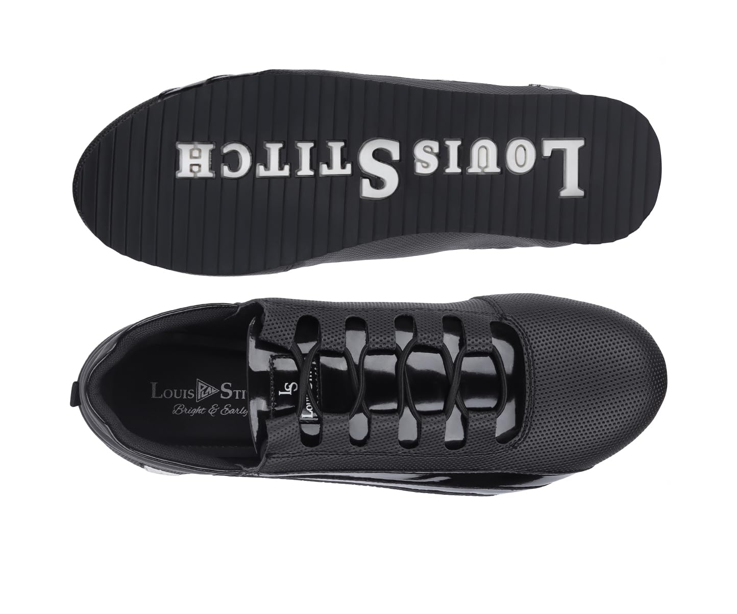 LOUIS STITCH Men’s Egyptian Black Casual Sneaker | Elastic auto Adjustable Laces Sneakers for Men | Sneakers Shoes | Comfortable and Lightweight | LSPSNK_SSJB | UK-6