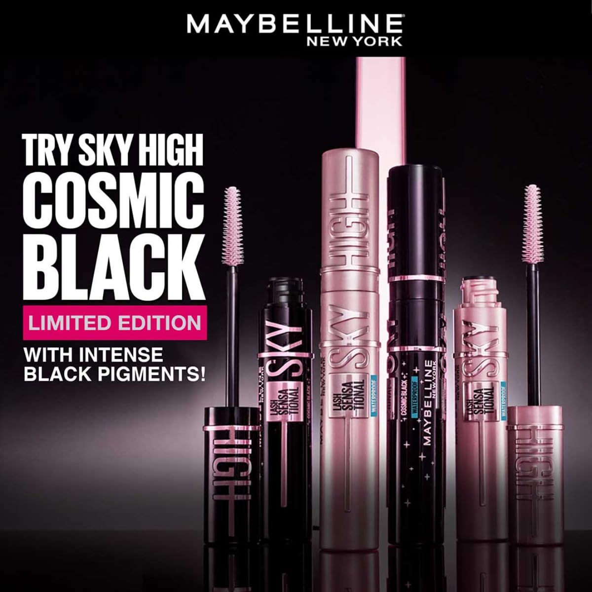 Maybelline New York Lash Sensational Sky High Mascara, Very Black, Lengthening and Volumizing Mascara With Bamboo Extract & Fibres, Ophthalmologist tested and Waterproof | 6ml