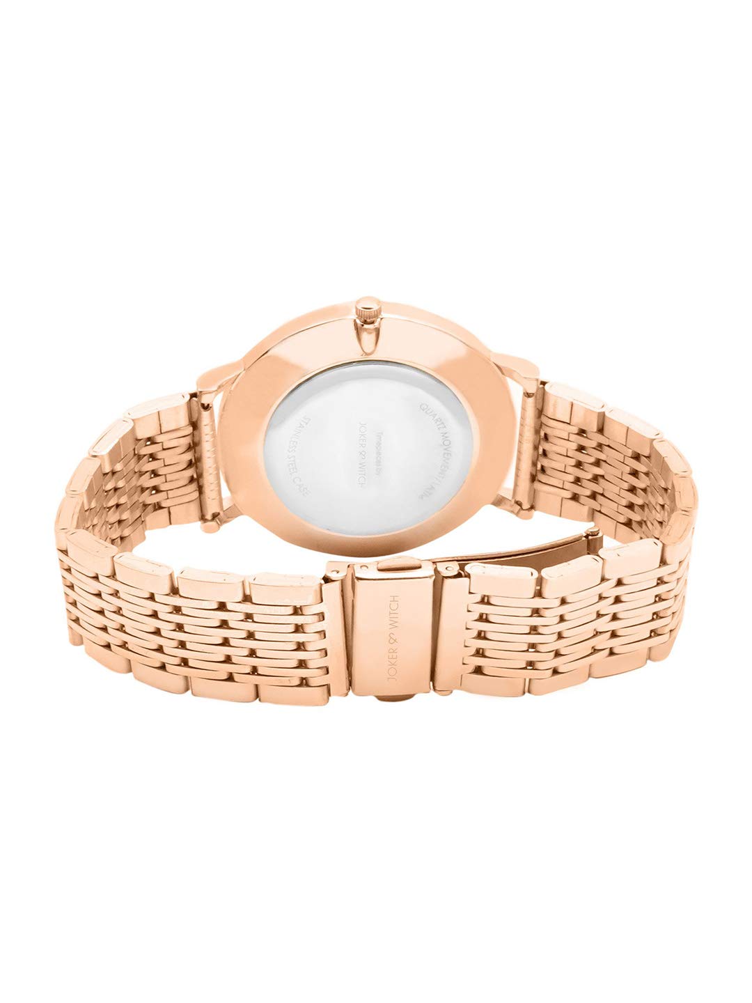 Joker & Witch Signature Black Dial 20mm Rosegold Stainless Steel Watch for Women
