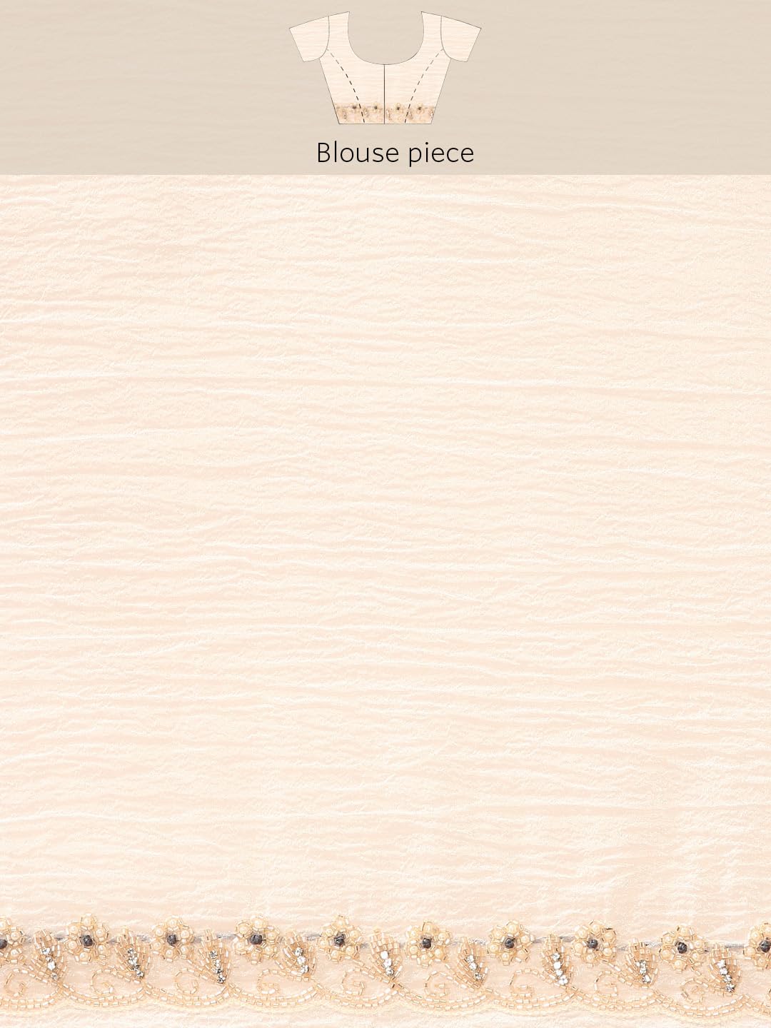 MOHEY Women's Cream Crepe Moti Work & Zari Saree (CREAM)