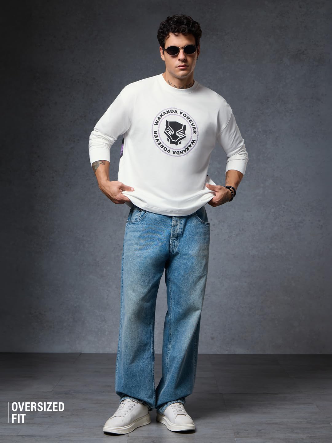 The Souled Store Black Panther: The Warrior Men Oversized Full Sleeve T-Shirts
