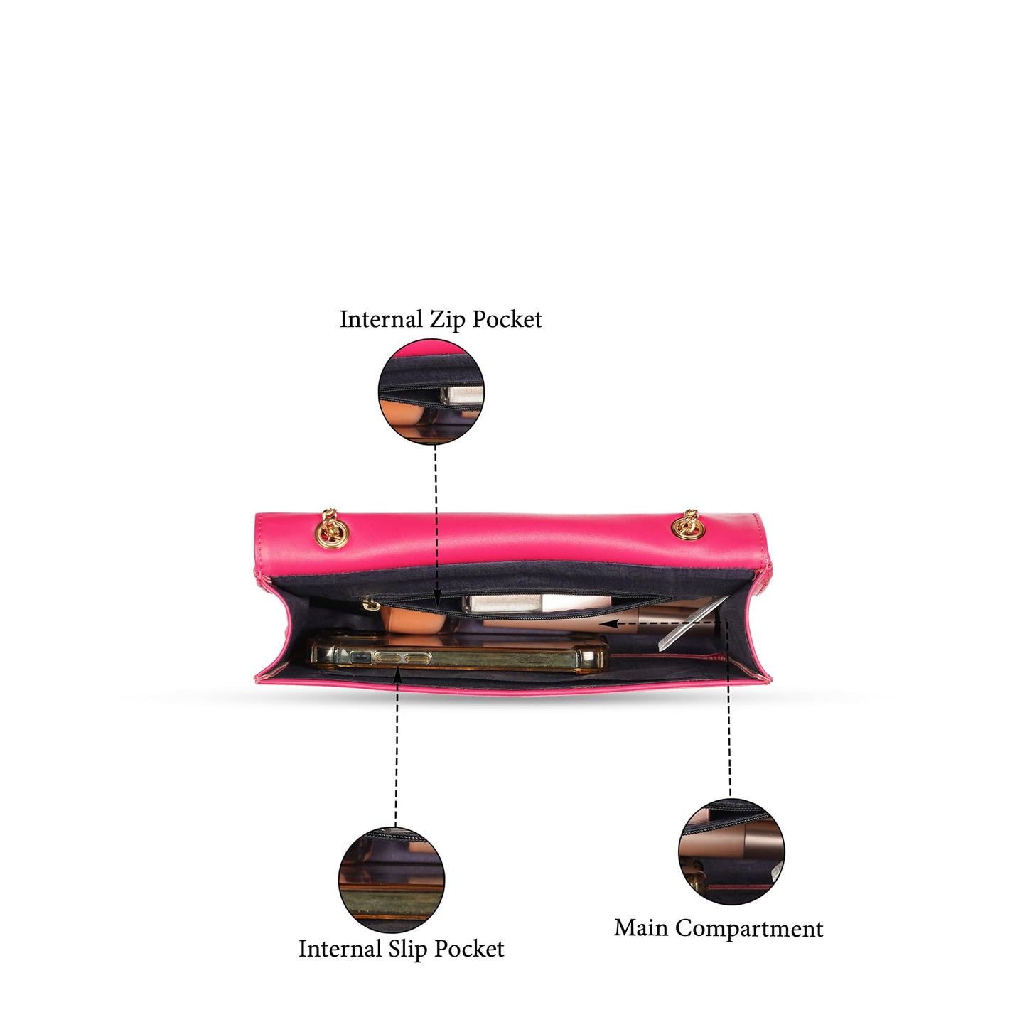 Caprese Rory Medium Sling Bag for Women with Adjustable Strap & Magnetic Button Closure for Comfortable Wear | Versatile Handbag for Everyday Use, Travel, and Special Occasions (Fuchsia Pink)