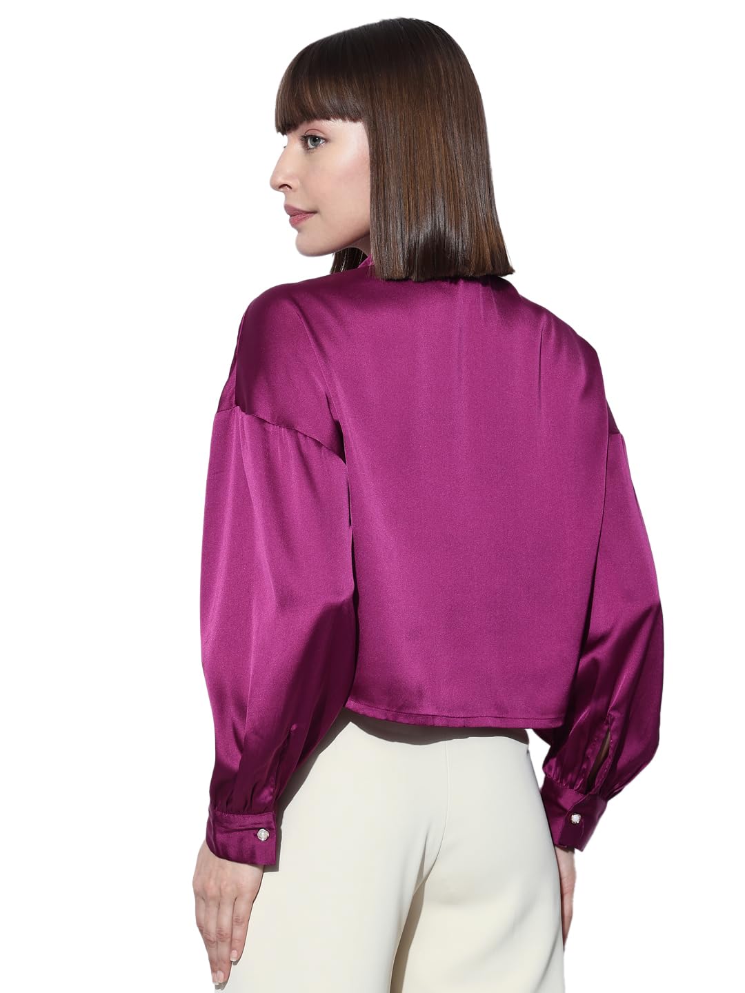 VERO MODA Purple Satin Cropped Shirt