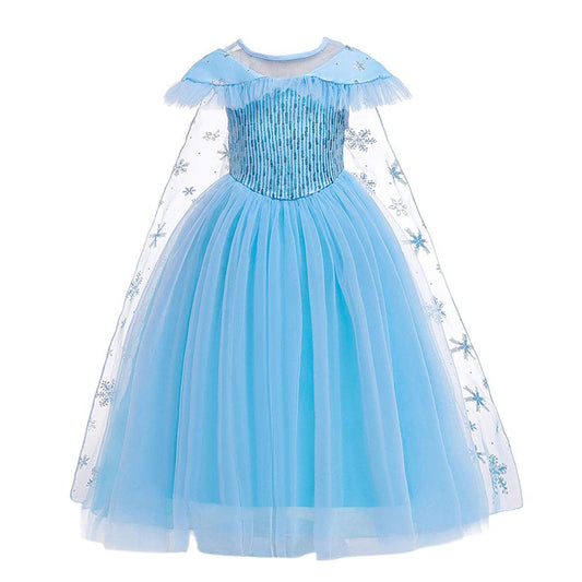 Hopscotch Girls Sequin Embellished Maxi Gown In Blue Color For Ages 2-3 Years