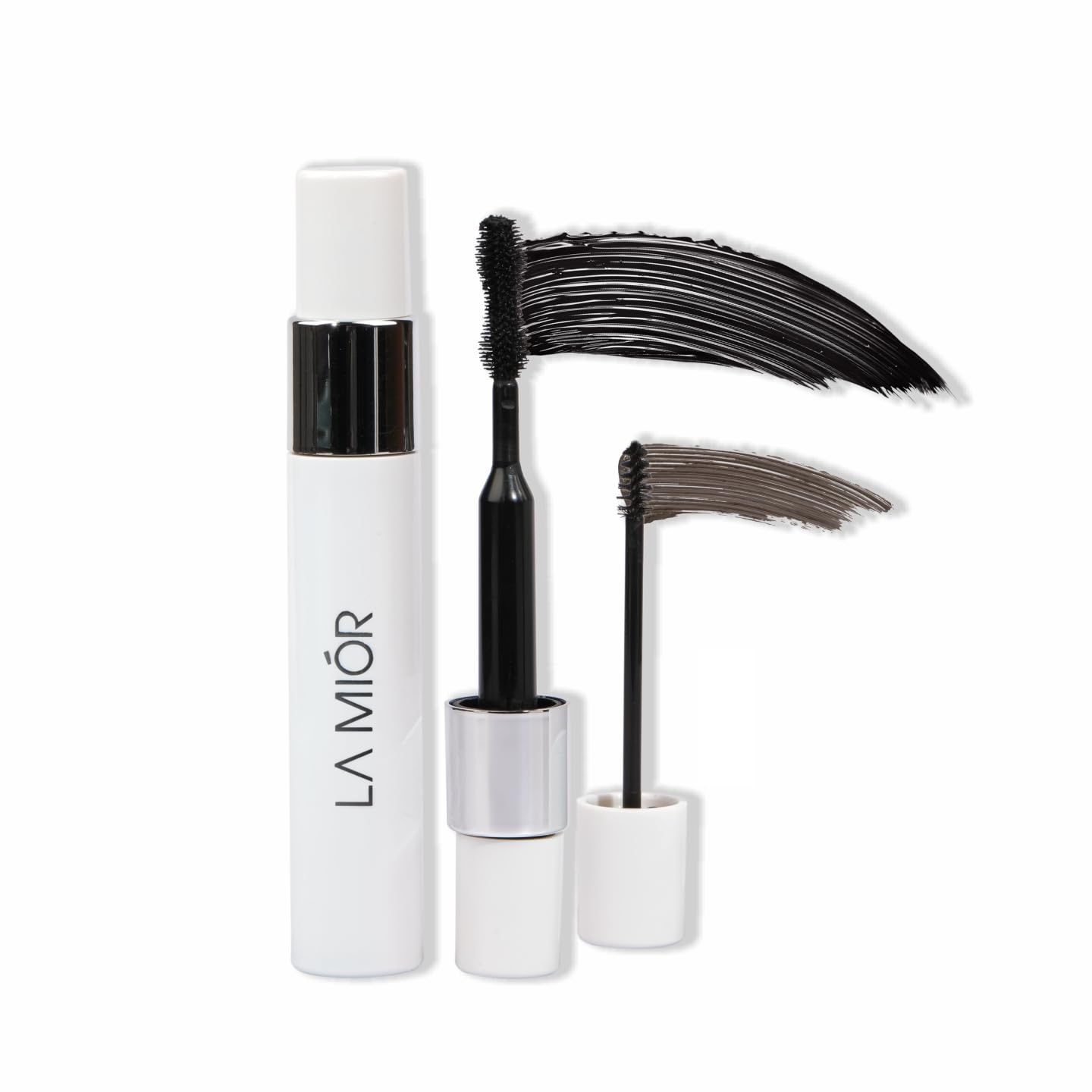 LA MIOR What The Lash! Mascara & Flexilift Brow Gel Duo - Extreme Volume + Length + Hypercurl, 24 Hr Wear, Waterproof, False Lash Effect, 2-in-1 Tinted Brow Lift with Biotin & Argan (Ultra Black)